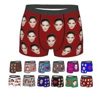 Nirusetty Calzoncillos personalizados para hombre, bóxers con mi cara en ellos, ropa interior de Navidad para hombre, dulces regalos para novio, Cara de tu esposa, color rojo, XS