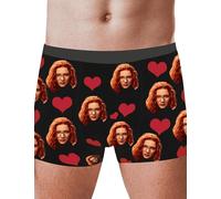 Nirusetty Calzoncillos personalizados para hombre, bóxers con mi cara en ellos, ropa interior de Navidad para hombre, dulces regalos para novio, Corazón rojo, M