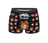 Nirusetty Calzoncillos personalizados para hombre, bóxers con mi cara en ellos, ropa interior de Navidad para hombre, dulces regalos para novio, Feliz cumpleaños., XS