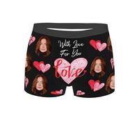 Nirusetty Calzoncillos personalizados para hombre, bóxers con mi cara en ellos, ropa interior de Navidad para hombre, dulces regalos para novio, Con amor por ti, XL