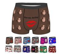 Nirusetty Calzoncillos personalizados para hombre, bóxers con mi cara en ellos, ropa interior de Navidad para hombre, dulces regalos para novio, Kiss Me, Darling - Marrón, XS