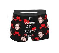 Nirusetty Calzoncillos personalizados para hombre, bóxers con mi cara en ellos, ropa interior de Navidad para hombre, dulces regalos para novio, I Licked It, So It's Mine, XS