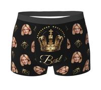 Nirusetty Calzoncillos tipo bóxer personalizados con cara, ropa interior para hombre, novio, marido, él, Tu eres el mejor, XS