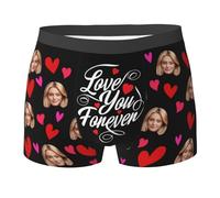 Nirusetty Calzoncillos tipo bóxer personalizados con cara, ropa interior para hombre, novio, marido, él, Te amo para siempre, L