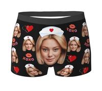 Nirusetty Calzoncillos tipo bóxer personalizados con cara, ropa interior para hombre, novio, marido, él, Pure Love, XXL