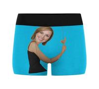 Nirusetty Calzoncillos tipo bóxer personalizados para hombre con cara divertida de fotos, ropa interior personalizada para hombre, ¡Eres increíble! - Azul, L