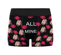Nirusetty Calzoncillos tipo bóxer personalizados para hombre, con texto en inglés "I Love You", con texto en inglés "I Love You", calzoncillos con foto (XS-XXXL), All Mine - Pink Lips, XL