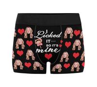 Nirusetty Calzoncillos tipo bóxer personalizados para hombre, con texto en inglés "I Love You", con texto en inglés "I Love You", calzoncillos con foto (XS-XXXL), I Licked It, So It's Mine 2, M