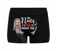 Nirusetty Calzoncillos tipo bóxer personalizados para hombre, con texto en inglés "I Love You", con texto en inglés "I Love You", calzoncillos con foto (XS-XXXL), I'm Nuts About You, XL
