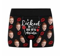Nirusetty Calzoncillos tipo bóxer personalizados para hombre, con texto en inglés "I Love You", con texto en inglés "I Love You", calzoncillos con foto (XS-XXXL), I Licked It, So It's Mine 3, M