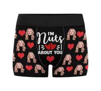 Nirusetty Calzoncillos tipo bóxer personalizados para hombre, con texto en inglés "I Love You", con texto en inglés "I Love You", calzoncillos con foto (XS-XXXL), I'm Nuts About You - Corazón rojo, M