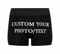 Nirusetty Calzoncillos tipo bóxer personalizados para hombre, divertidos regalos para novio, marido, él, Crea tu propio diseño, S