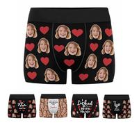 Nirusetty Calzoncillos tipo bóxer personalizados para hombre, divertidos regalos para novio, marido, él, El amor de un corazón rojo, M