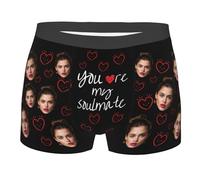 Nirusetty Ropa interior personalizada para hombre, bóxers personalizados, ropa interior personalizada para hombres, regalos de cumpleaños para él, You Are My Soulmate, XL