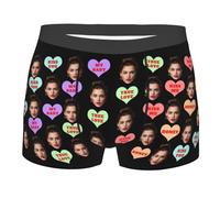Nirusetty Ropa interior personalizada para hombre, bóxers personalizados, ropa interior personalizada para hombres, regalos de cumpleaños para él, Texto de corazón colorido, XL