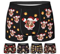 Nirusetty Ropa interior personalizada para hombre con cara personalizada, calzoncillos tipo bóxer personalizados, regalos divertidos para él, marido, novio, She is My Santa Claus, XL