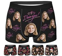 Nirusetty Ropa interior personalizada para hombre con cara personalizada, calzoncillos tipo bóxer personalizados, regalos divertidos para él, marido, novio, ¡Te quiero!, M