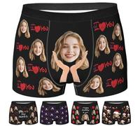 Nirusetty Ropa interior personalizada para hombre con cara personalizada, calzoncillos tipo bóxer personalizados, regalos divertidos para él, marido, novio, I Love You My Wife, S