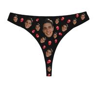 Nirusetty Tanga personalizable para mujer, con cara de foto, tangas personalizadas para mujer, sexy, divertidas, para novia, esposa, día de San Valentín, Labios y lengua seductora, M