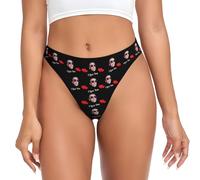 Nirusetty Tanga personalizada para mujer, ropa interior personalizada para mujer, añade tu foto y texto de cara, ropa interior para el día de San Valentín, ropa interior para esposa, novia, sus