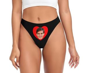 Nirusetty Tangas personalizadas con cara, tanga personalizada para mujer, ropa interior traviesa personalizada para mujer, regalos divertidos y sexys para su esposa, tallas XS a 4XL, His Face, My
