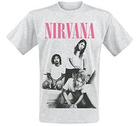 Nirvana Bathroom Photo Hombre Camiseta Gris/Melé L 90% algodón, 10% poliéster Vorne Bedruckt Regular