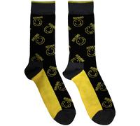 Nirvana Calcetines Yellow Happy Face Pattern (UK Tamaño 6-11) Oficial