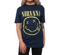 Nirvana Camiseta Amarilla Smile Band Logo Nuevo Oficial Hombre Negro, Marina Militar., XL