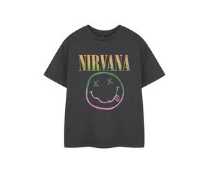 Nirvana Camiseta Rainbow para niños | Camiseta Gris con el Logotipo del Arco Iris | Camisa Unisex de Manga Corta para niños | Merchandising de Rock Band