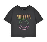 Nirvana Crop Top Rainbow Logotipo para Mujer (NS8487)