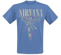Nirvana In Utero Hombre Camiseta Azul Jaspe S 50% algodón, 50% poliéster Vorne Bedruckt Regular