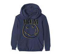 Nirvana Kapuzenpullover Inverse Smile Band Logo Nue offiziell Herren Navy Blau L