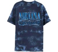 Nirvana Camiseta para hombre Nevermind Wavy Logo (Dip-Dye) Tie Dye Morado, Púrpura, X-Large