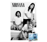 Nirvana - Póster (Kurt Cobain, Dave Grohl y Krist Novoselic - Bathroom) (tamaño: 61 cm x 91,5 cm) (póster y póster a rayas)