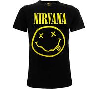 Nirvana Smile - Camiseta original para adulto y niño, producto oficial, color negro, Negro , 12-13 años