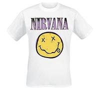 Nirvana Smiley White Hombre Camiseta Blanco M, 100% algodón, Regular