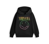 Nirvana Sudadera unisex con capucha negra para niños, sudadera de manga larga con estampado de banda, jersey con temática musical clásica para uso casual, perfecto para atuendos diarios
