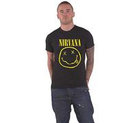 Nirvana T Shirt Amarillo Smile Band Logo Nuevo Oficial De Los Hombres Negro Size L