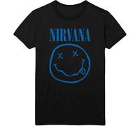 Nirvana T Shirt Azul Smile Band Logo Nuevo Oficial De Los Hombres Negro Size L