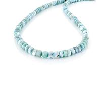 NirvanaIN Larimar - Collar de cuentas de Rondelle liso de República Dominicana suave y relajante collar azul para un gran vínculo de relación.