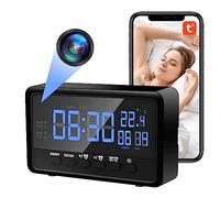 Nisanmoon Cámara Oculta WiFi de 2,4/5 GHz, Mini Cámara Espía Oculta HD 1080P, Cámara Espía WiFi con Reloj, Compatible con Visión Nocturna y Detección de Movimiento, con Función de 2 Despertadores