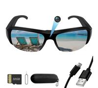 Nisanuki Cámara Espía Oculta Gafas de Sol, Gafas con Camara Camuflada MicroSD 32GB, Cámara de Acción Deportiva para Deportes al Aire Libre Protección UV