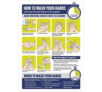 Nisbets FJ978 - Cartel autoadhesivo con texto en inglés "How to Wash Your Hands", 210 mm x 297 mm, color amarillo