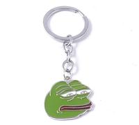 NISCAYA Llavero con colgante de rana verde de Sad Pepe con diseño de rana de dibujos animados, bolsa de rana con colgante de coche, accesorios de joyería, regalo para mujeres y niños, plata, G