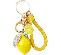 Niscaya - Llavero de limón pequeño de cristal con diamantes de imitación, llavero de fruta para bolso, mochila, coche, joya regalo para mujeres y hombres
