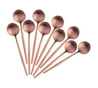 NISDARUN Oro Rosa Cucharilla Acero Inoxidable Cuchara de Café, Redondo Mini Pastel Cuchara Mate Pulido Cucharilla Conjunto de 10