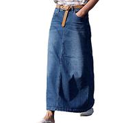 NiSeng Falda Larga De Mezclilla Empalme Vaquera Casual Jeans Denim Azul XL