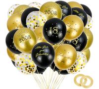 NISENTIA 30 globos decorativos para el 18º cumpleaños, globos de cumpleaños para niño y niña, decoración de cumpleaños, 18 globos dorados y negros, globos de helio para 18 cumpleaños