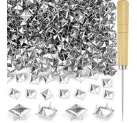 NISENTIA 500 remaches cuadrados de metal, tachuelas de pirámides, juego de remaches decorativos para cuero, manualidades, punk, remaches plateados, para ropa, bolsos, cuero, zapatos, abrigos, guantes
