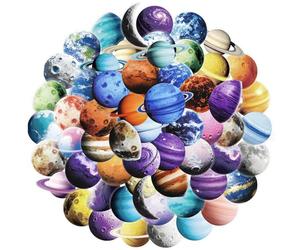 NISENTIA Juego de 100 pegatinas de vinilo con diseño de planetas, pegatinas decorativas para el espacio, resistentes al agua, para frigorífico, bicicleta, ordenador, monopatín, etc